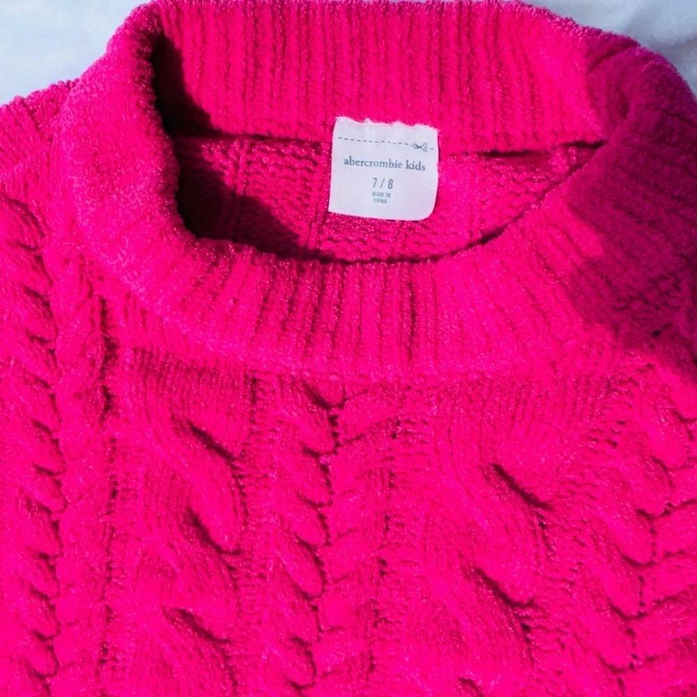 Abercrombie Kids Bright Pink Cable Knit Sweater